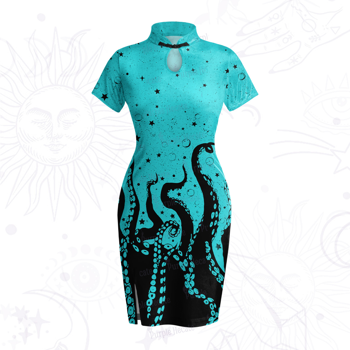 Purplehecate Tentacles of the Deep Velvet Bodycon Dress