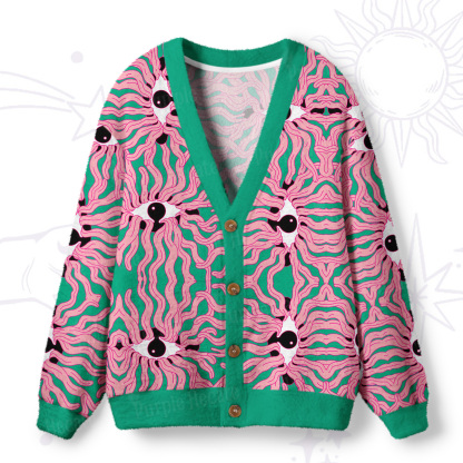 Purplehecate Psychedelic Wave Eyes Ugly Cardigan Sweaters