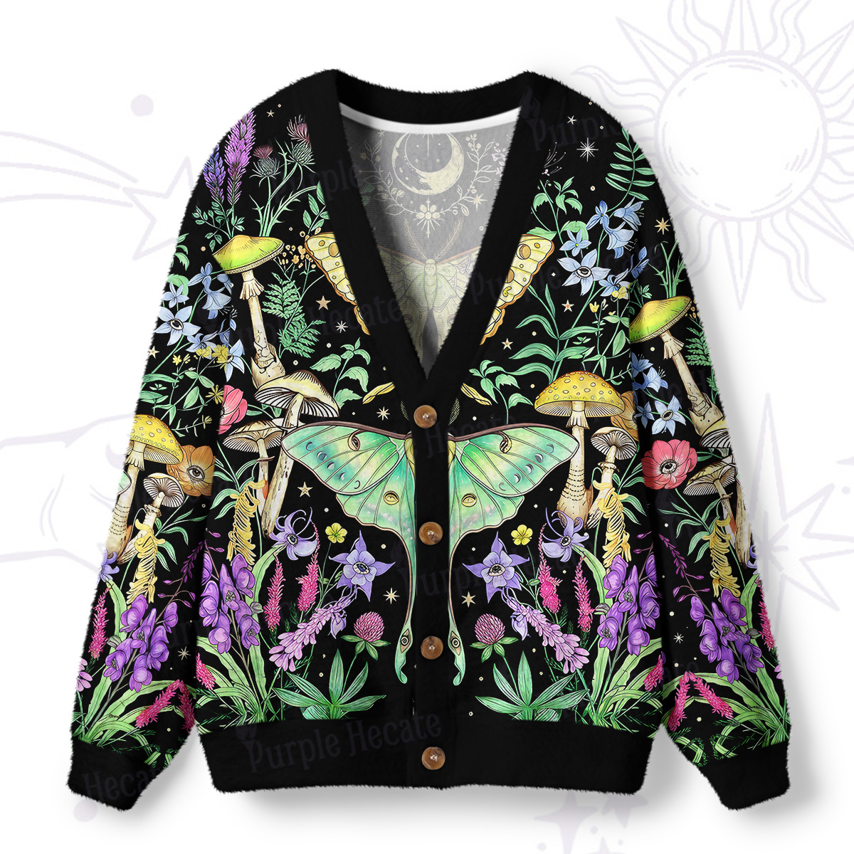 Purplehecate Daisy Cat Garden Ugly Cardigan Sweaters