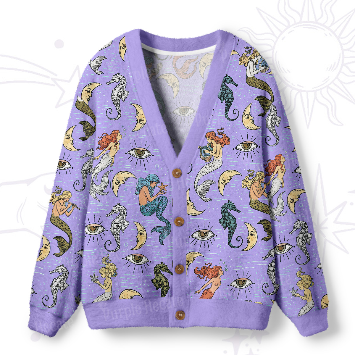 Purplehecate Mermaid Magic Ugly Cardigan Sweaters
