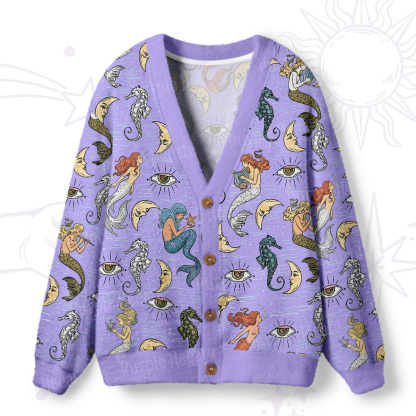 Purplehecate Mermaid Magic Ugly Cardigan Sweaters