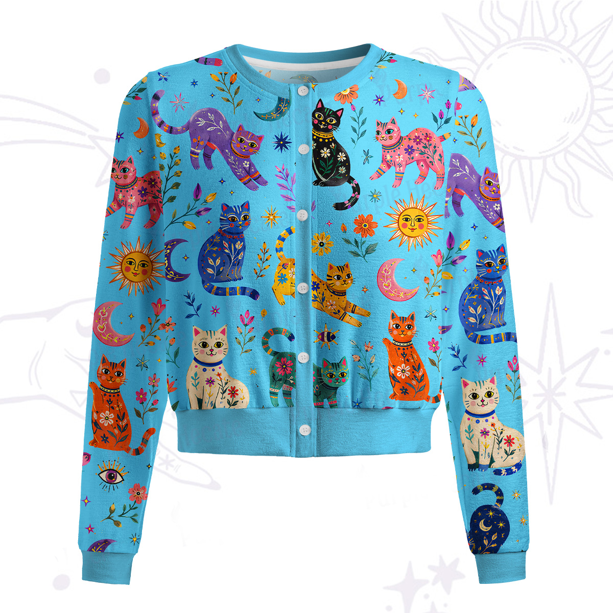 Purplehecate Rainbow Magic Cats Knit Cardigan