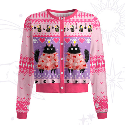 Purplehecate Funny Black Cat in Tree Knit Cardigan