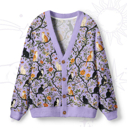 Purplehecate Enchanted Cat Grove Ugly Cardigan Sweaters