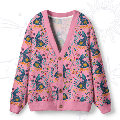 Purplehecate Secret Garden Bunny Ugly Cardigan Sweaters