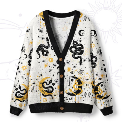 Purplehecate Divine Serpent Under the Moon Ugly Cardigan Sweaters