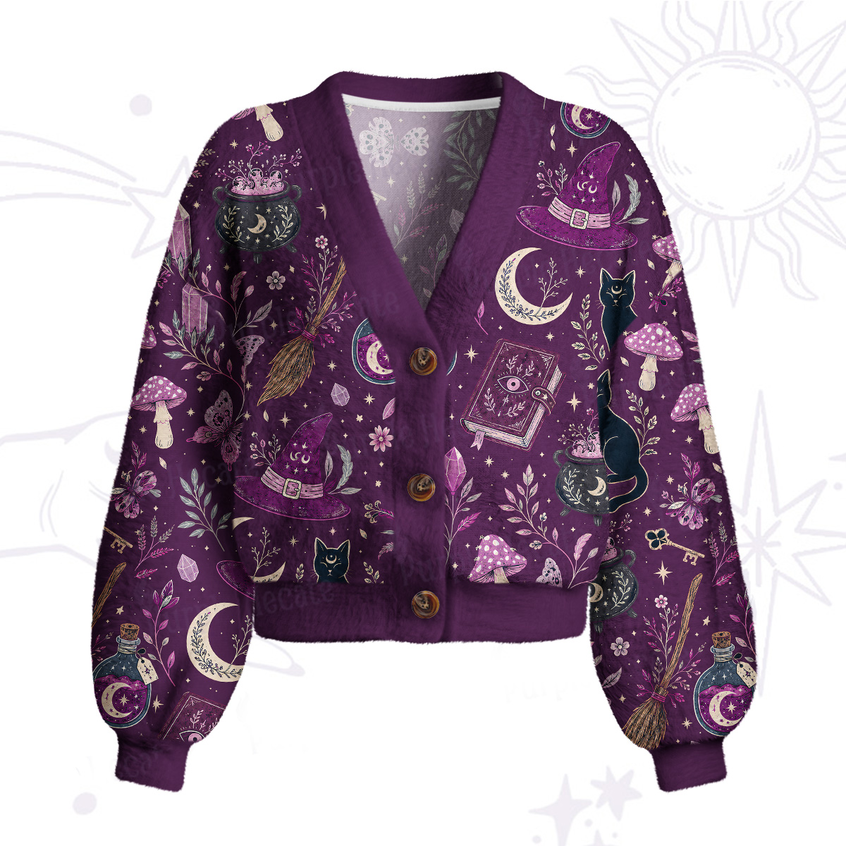 Purplehecate Witchcraft Spellbook Cardigan Sweaters
