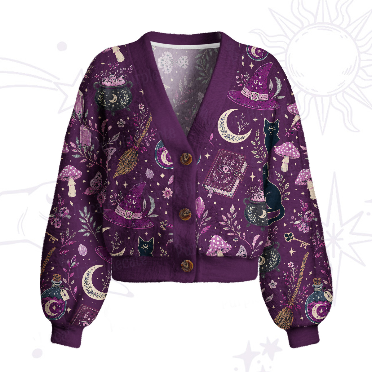 Purplehecate Witchcraft Spellbook Cardigan Sweaters