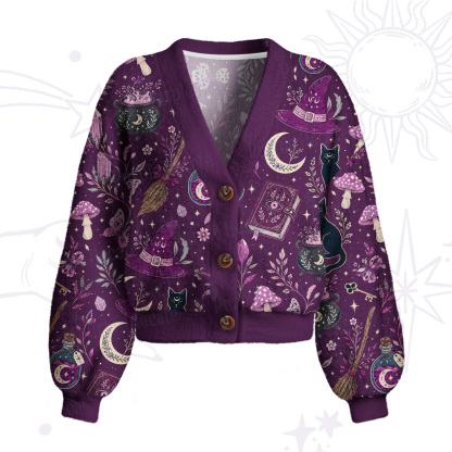 Purplehecate Witchcraft Spellbook Cardigan Sweaters