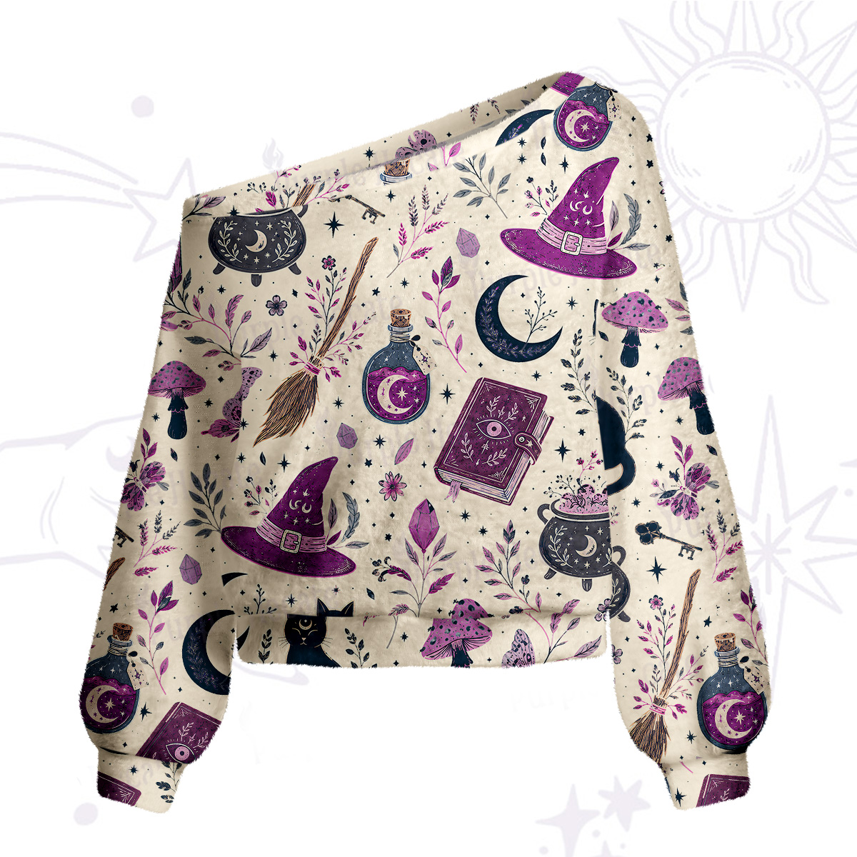 Purplehecate Witchcraft Spellbook One Shoulder Sweaters