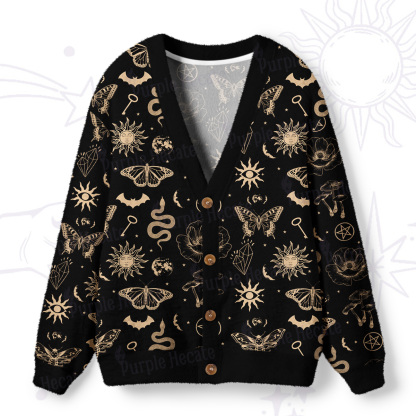 Purplehecate Occult Moth & Serpent Ugly Cardigan Sweaters