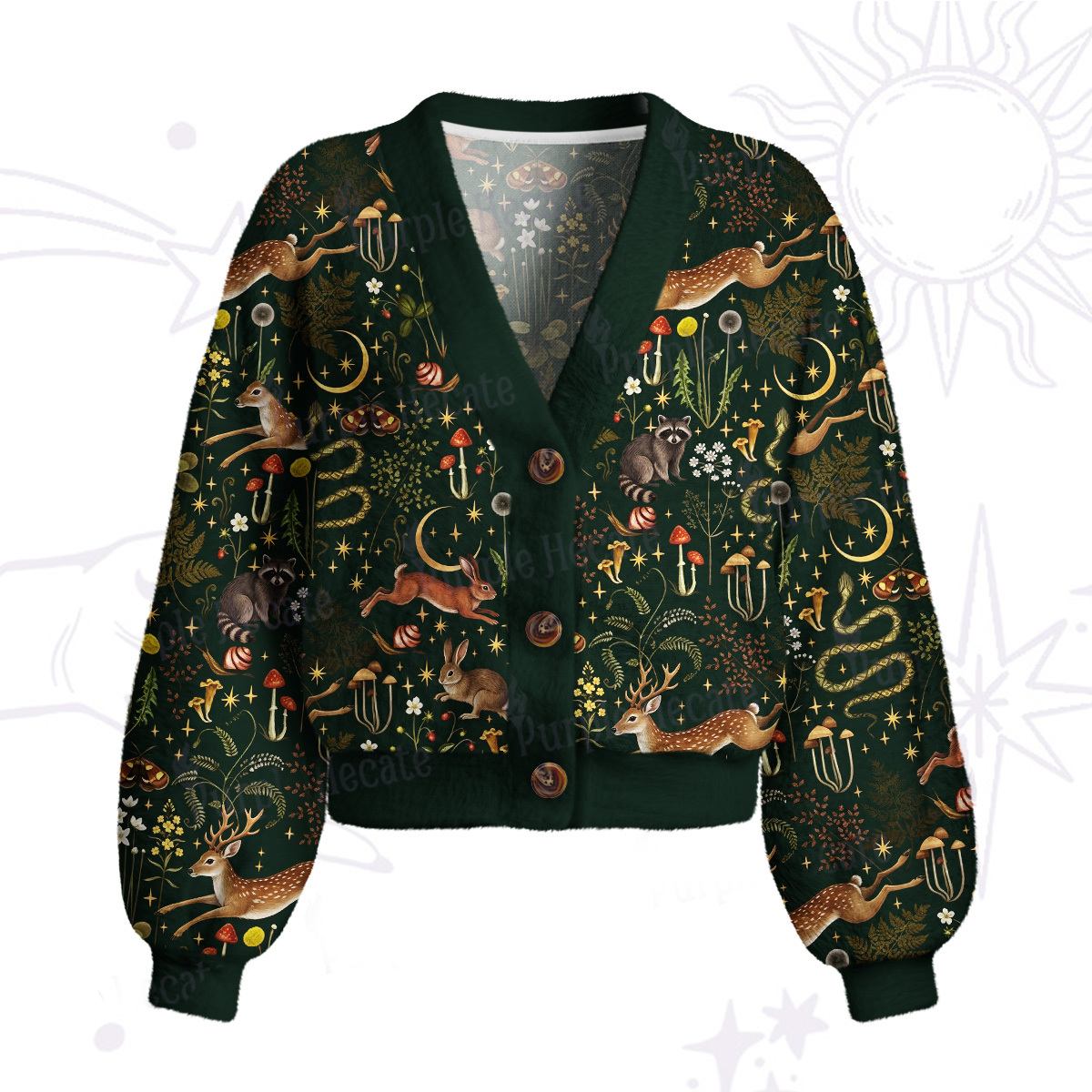 Purplehecate Enchanted Forest Animals Cardigan Sweaters