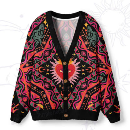 Purplehecate Psychedelic Heart Ugly Cardigan Sweaters