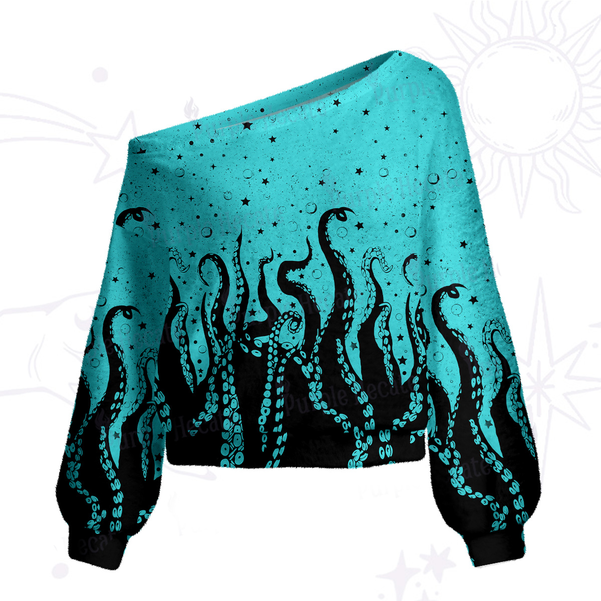 Purplehecate Tentacles of the Deep One Shoulder Sweaters