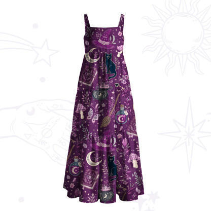 Purplehecate Witchcraft Spellbook Wide Straps Maxi Dress