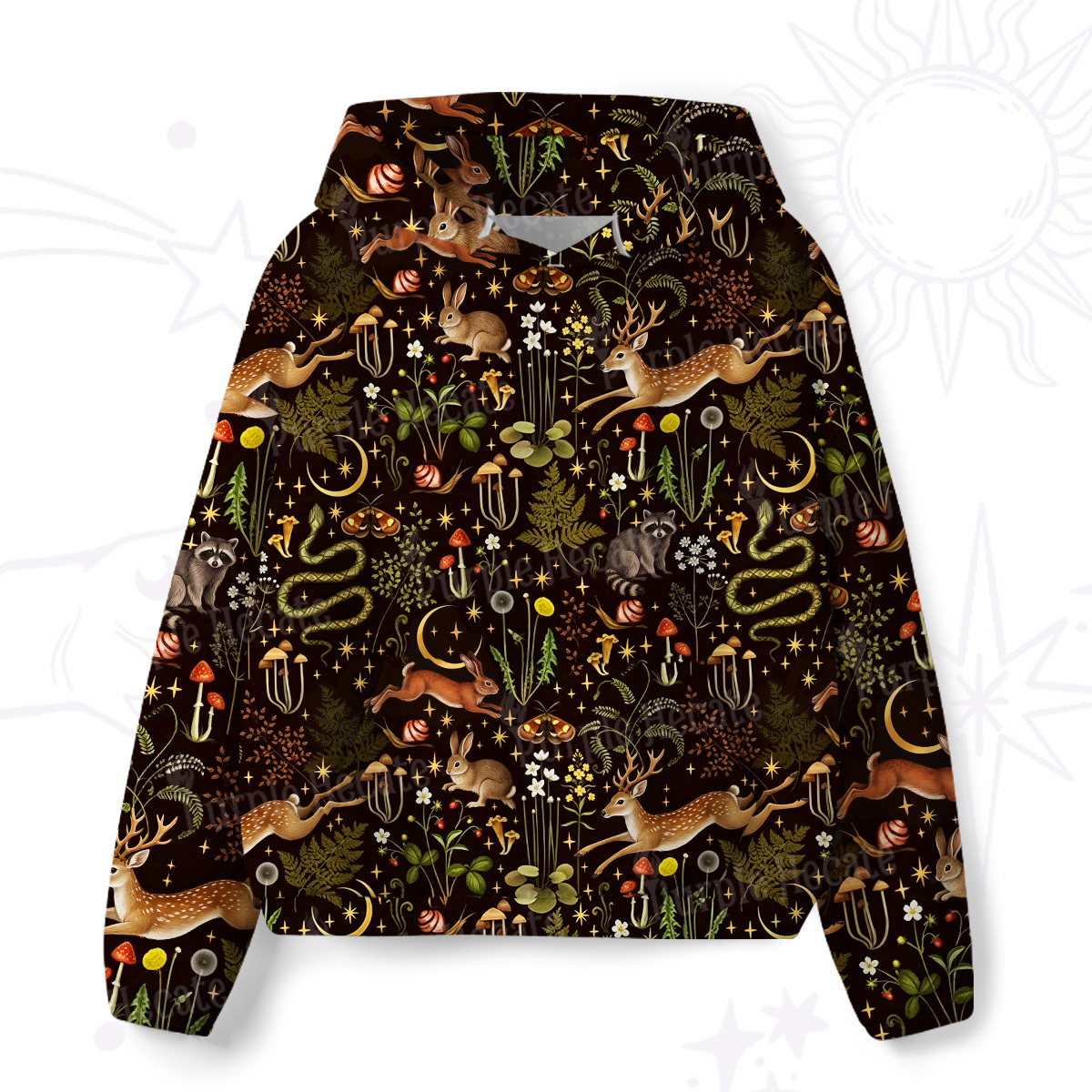 Purplehecate Enchanted Forest Animals All-Over Print Hoodie
