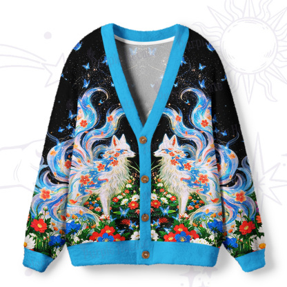 Purplehecate Celestial Spirit Fox Ugly Cardigan Sweaters