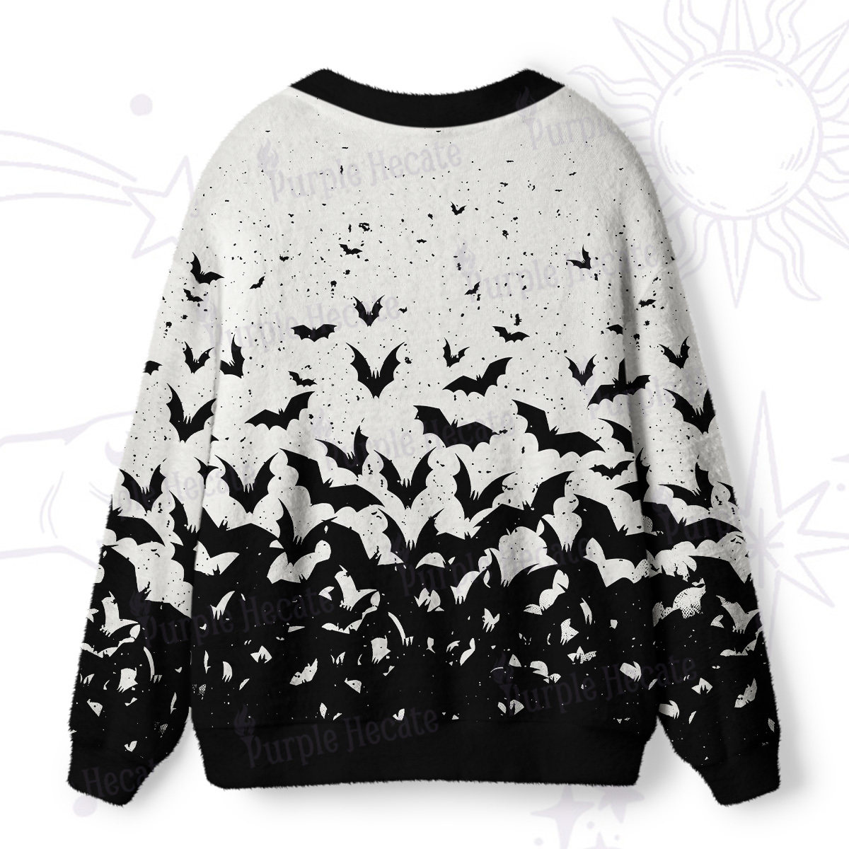 Purplehecate Midnight Bat Swarm Ugly Cardigan Sweaters