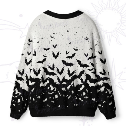 Purplehecate Midnight Bat Swarm Ugly Cardigan Sweaters
