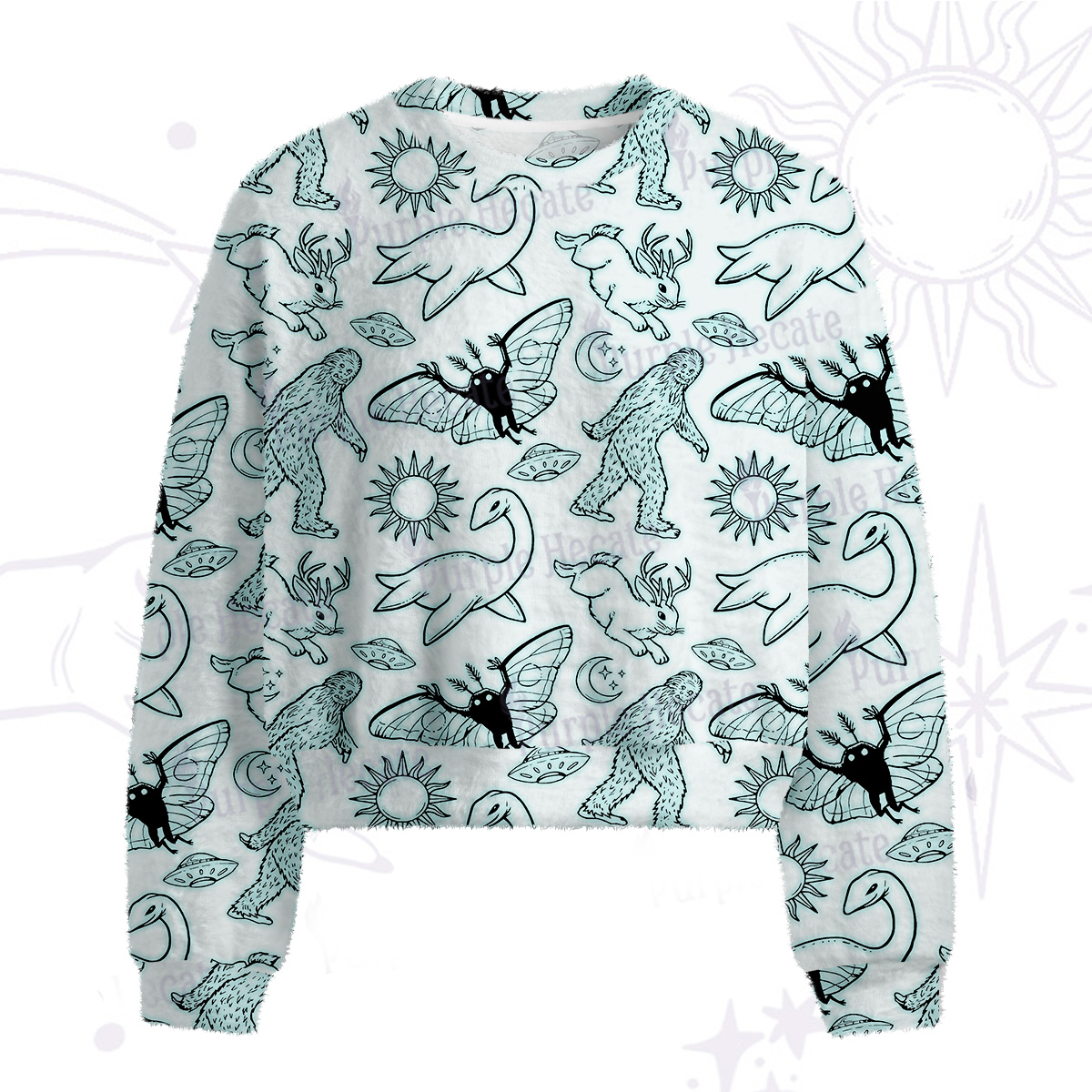 Purplehecate Cryptid Fuzzy Crewneck Sweater