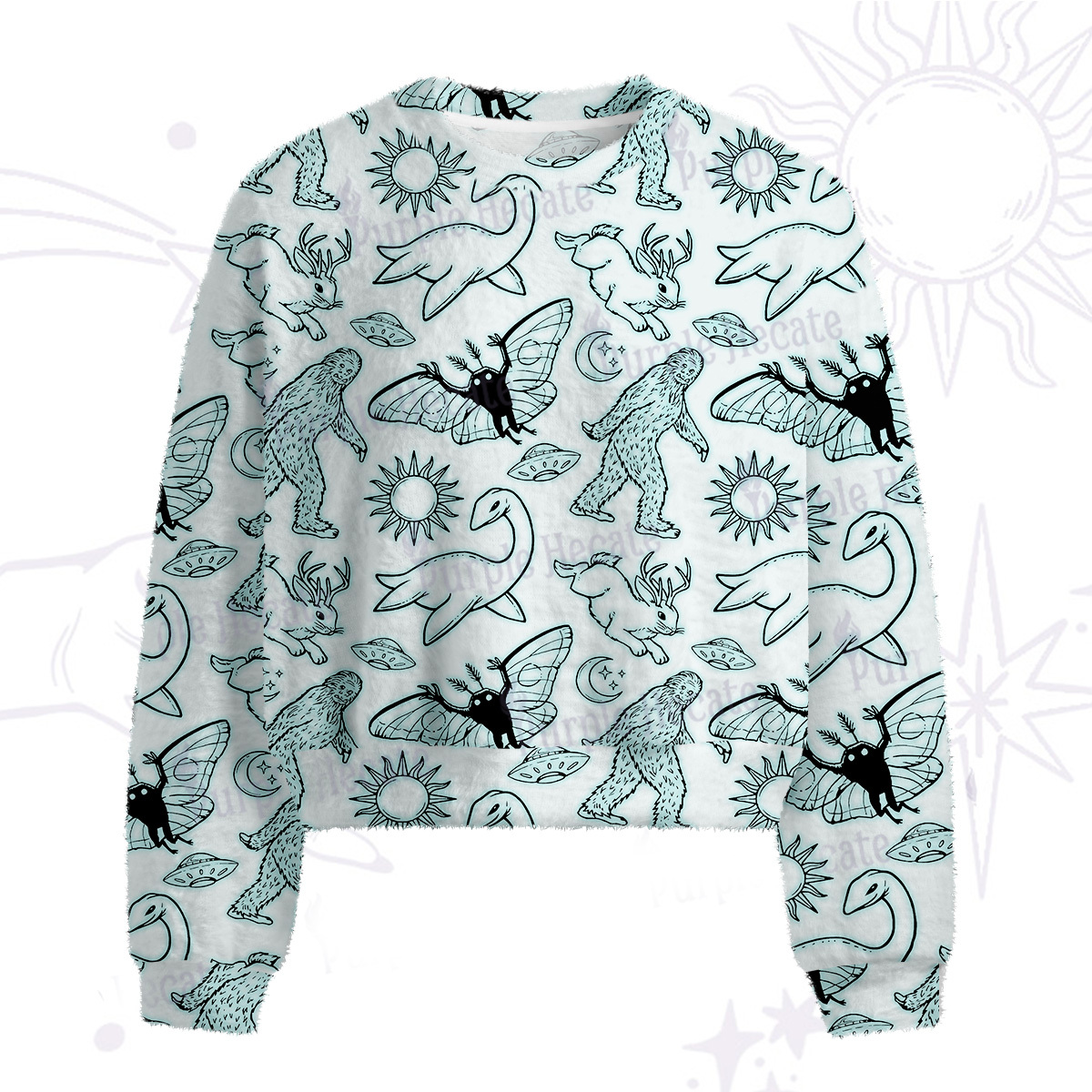 Purplehecate Cryptid Fuzzy Crewneck Sweater