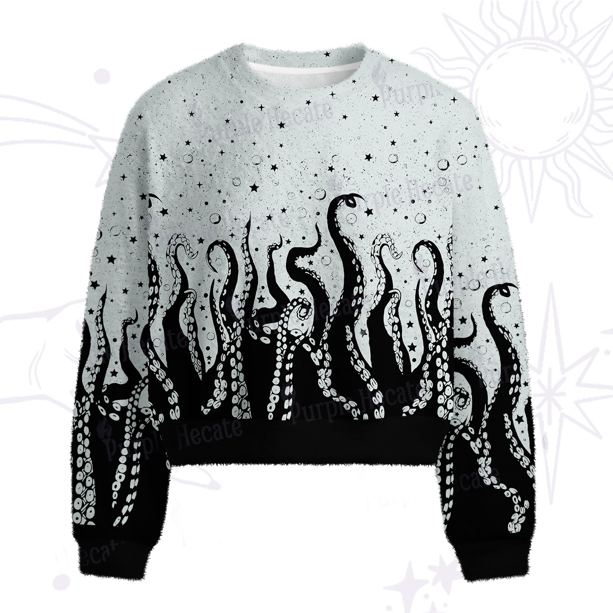 Purplehecate Tentacles of the Deep Fuzzy Crewneck Sweater
