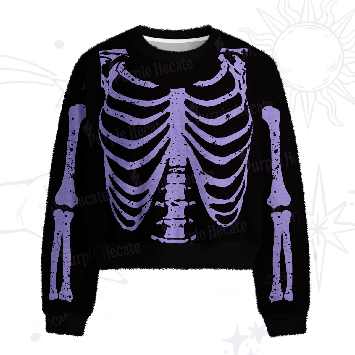 Purplehecate Skeleton Fuzzy Crewneck Sweater