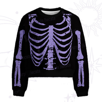 Purplehecate Skeleton Fuzzy Crewneck Sweater