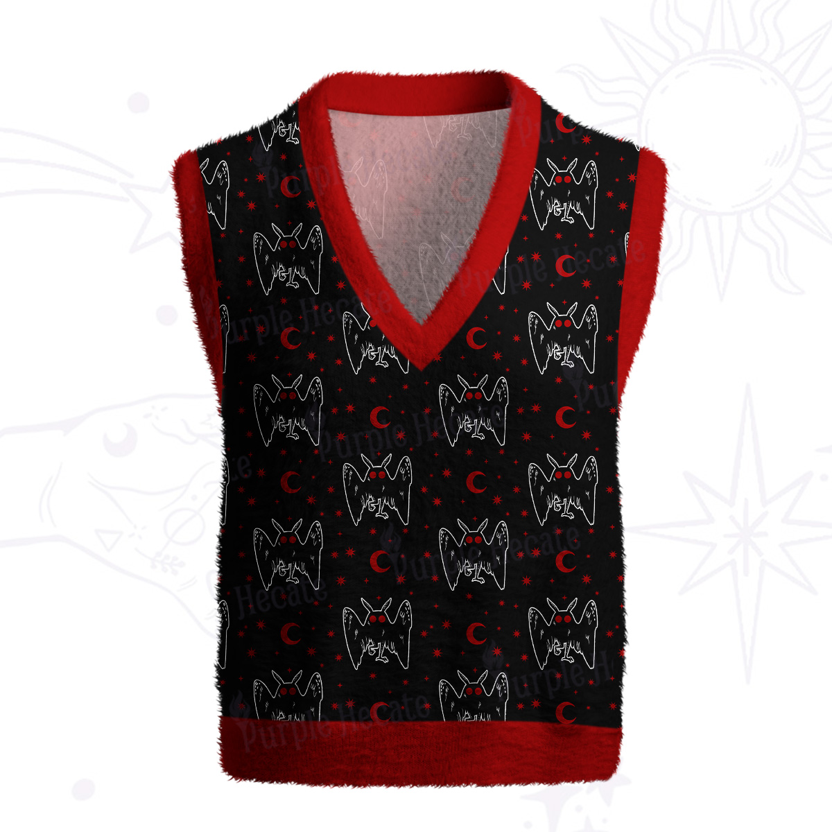 Purplehecate Witchy Mothman Night Ugly Sweater Vest