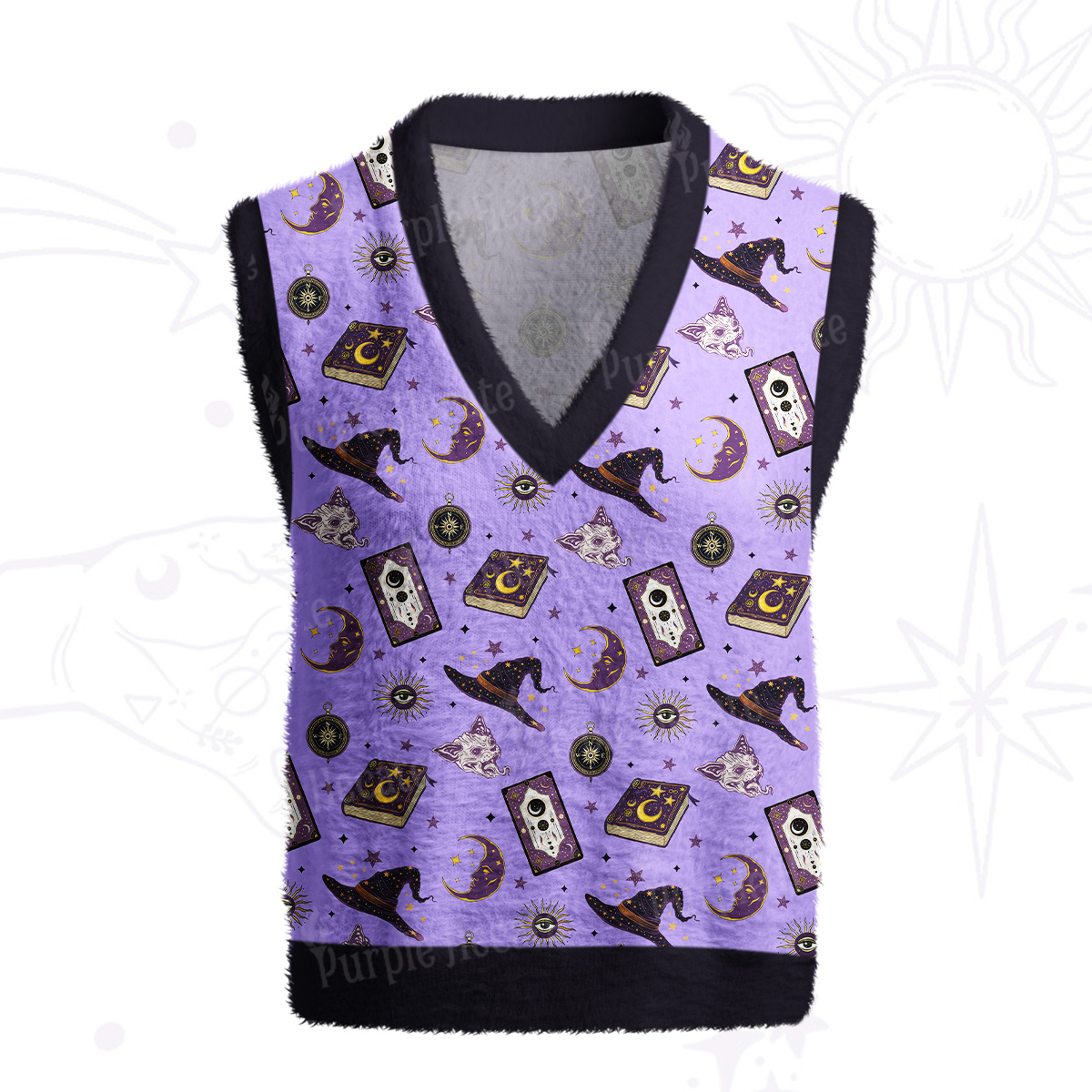Purplehecate Midnight Witch Tarot Ugly Sweater Vest