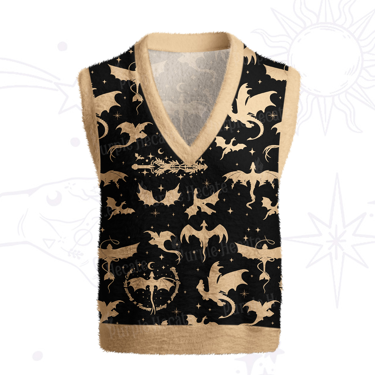 Purplehecate Fantasy Dragon Allover Ugly Sweater Vest