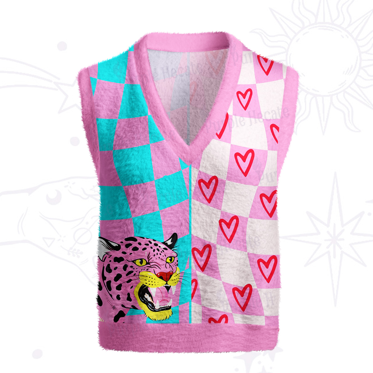 Purplehecate Savage Leopard Evil Eye Ugly Sweater Vest