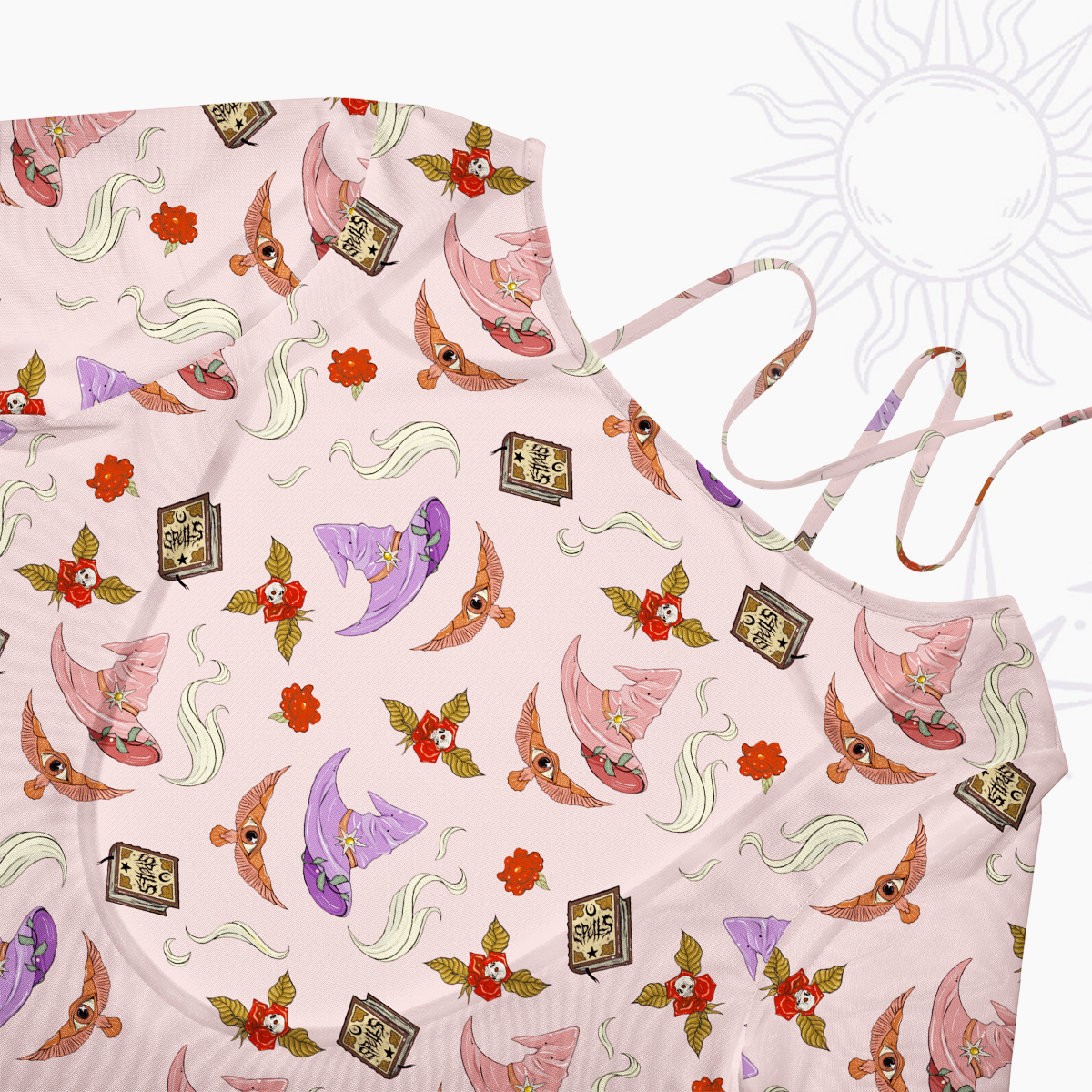 Purplehecate Fantasy Wizard Hat Beachwear Cover-Up Dress