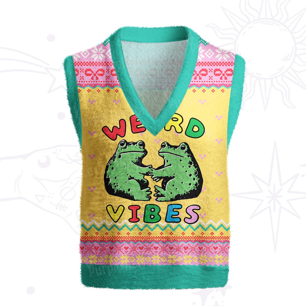 Purplehecate Weird Frog Vibes Ugly Sweater Vest