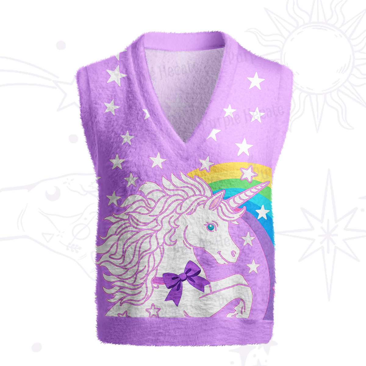 Purplehecate Mystic Horned Horse Ugly Sweater Vest
