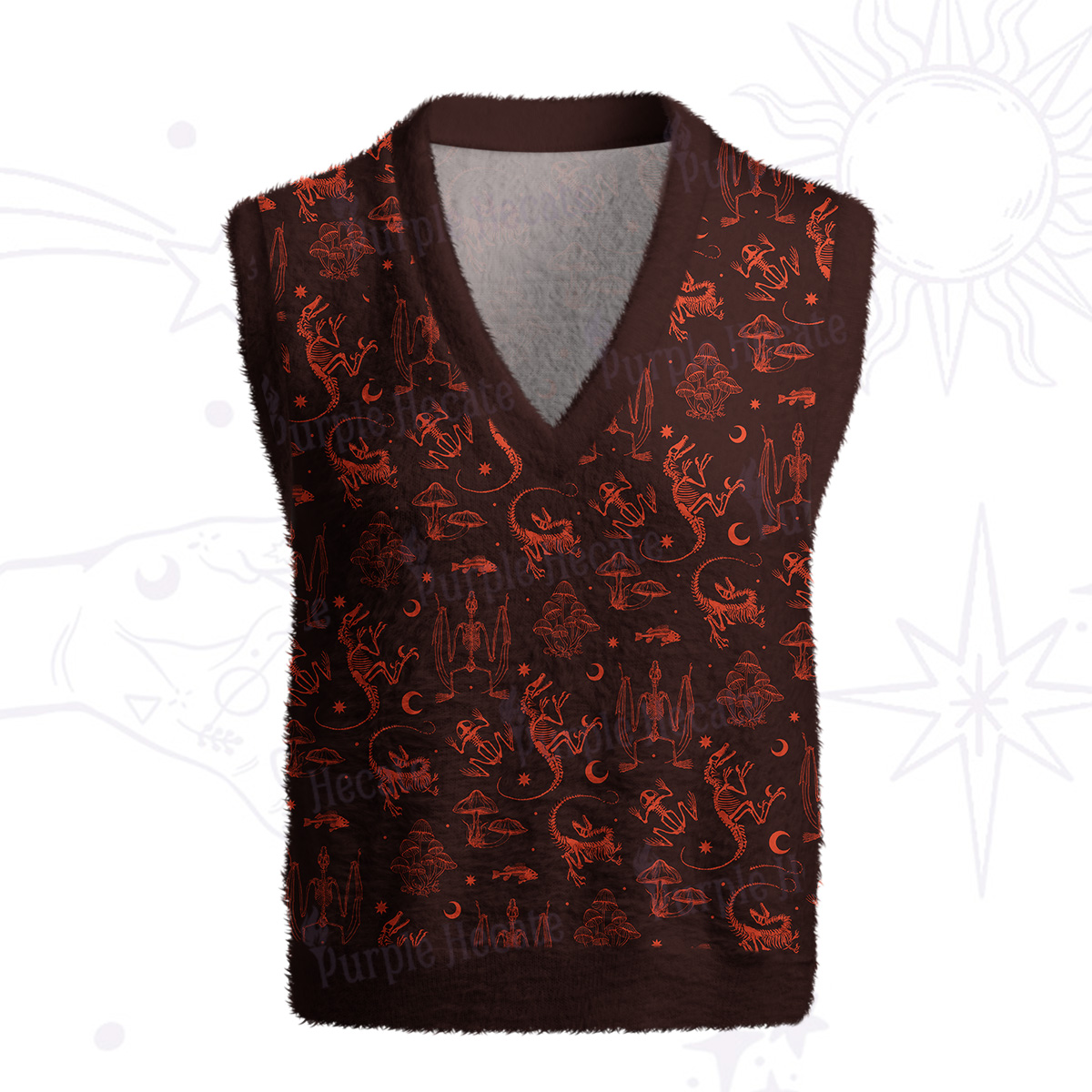 Purplehecate Prehistoric Fantasy Ugly Sweater Vest