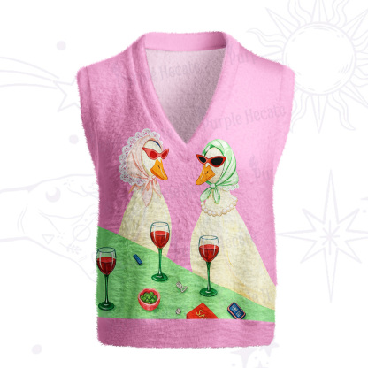 Purplehecate Tipsy Goose Wine Party Ugly Sweater Vest