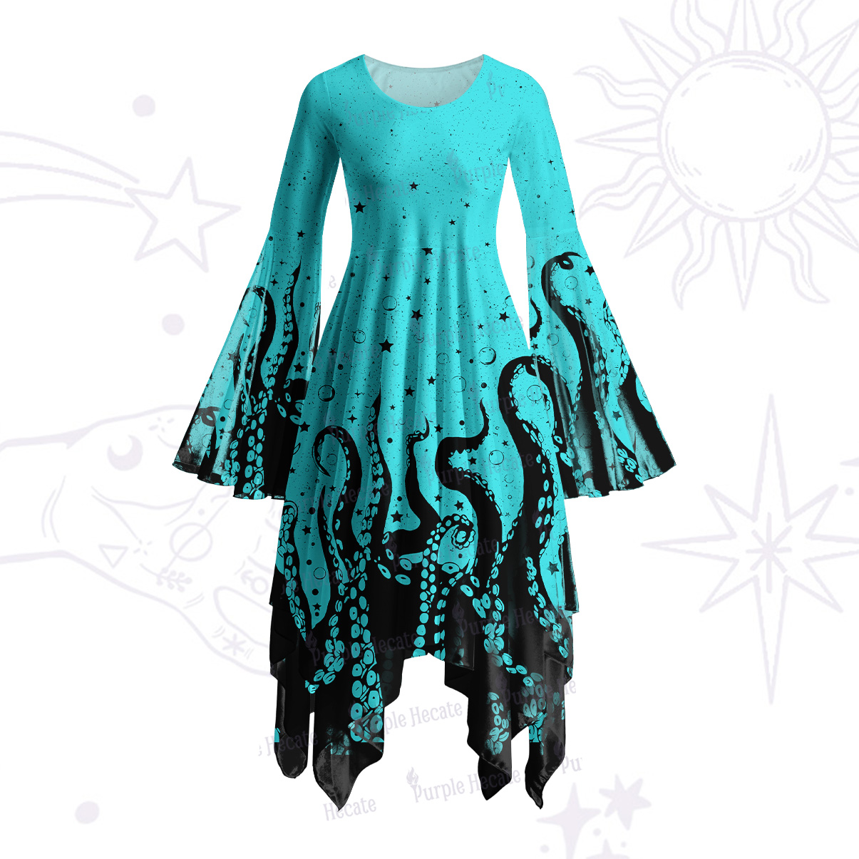 Purplehecate Tentacles of the Deep Bell Sleeve Dress