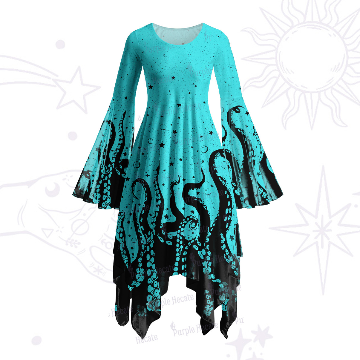 Purplehecate Tentacles of the Deep Bell Sleeve Dress