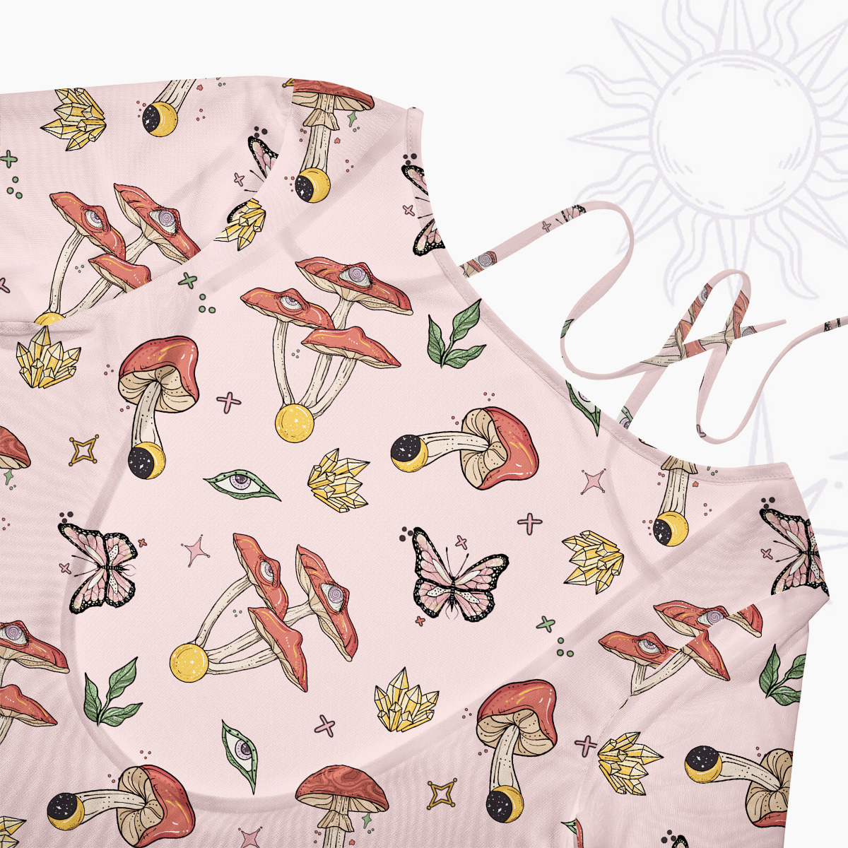 Purplehecate Whimsical Mushroom Beachwear Cover-Up Dress