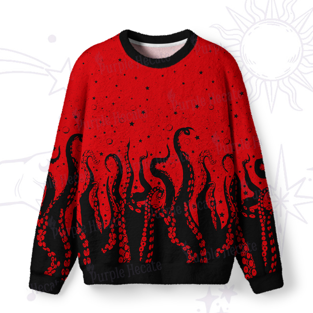 Purplehecate Tentacles of the Deep Fuzzy Ugly Sweatshirt