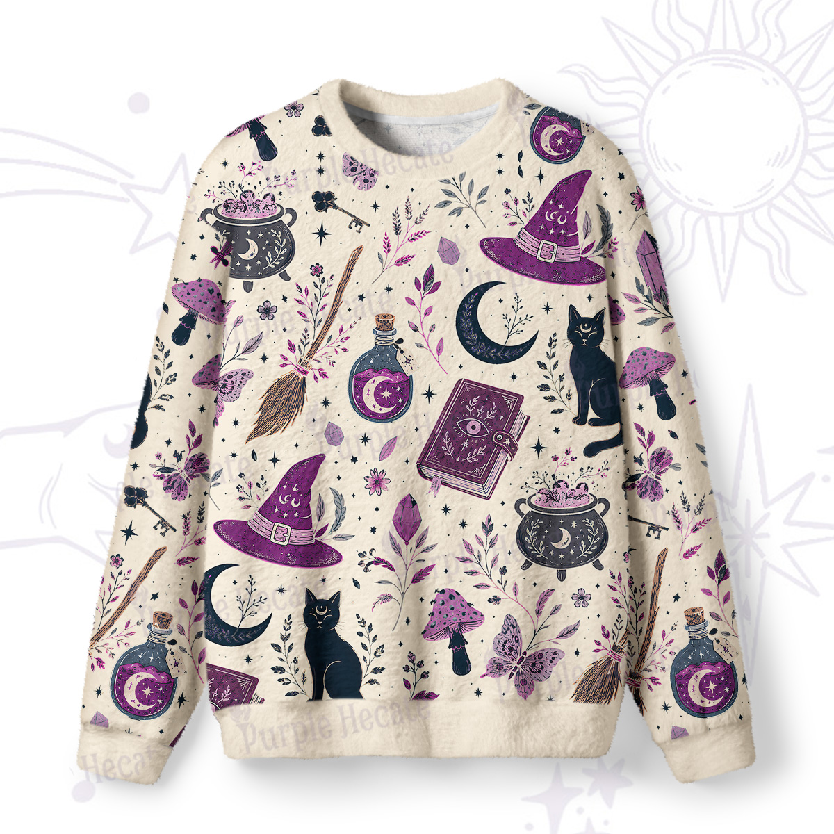 Purplehecate Witchcraft Spellbook Fuzzy Ugly Sweatshirt