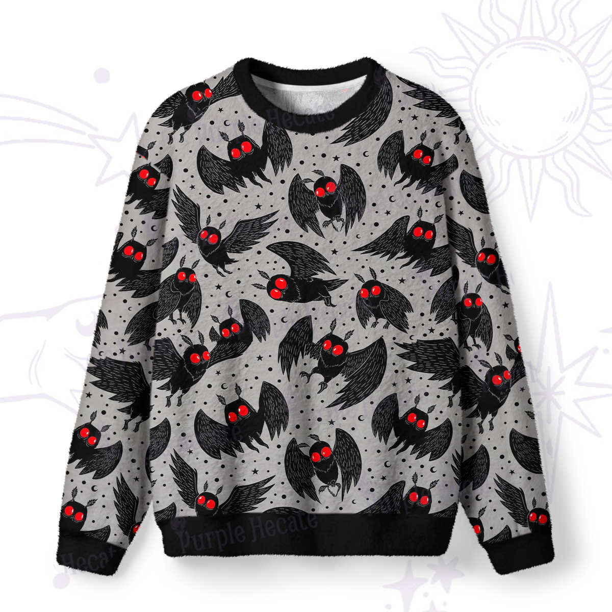 Purplehecate Blood-Eyed Mothman Fuzzy Ugly Sweatshirt