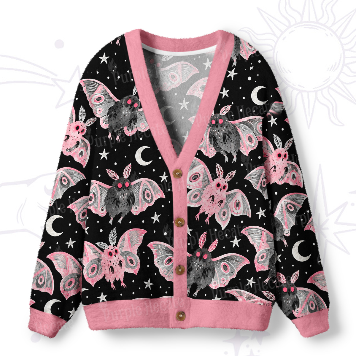 Purplehecate Cryptid Mothman Night Parade Ugly Cardigan Sweaters