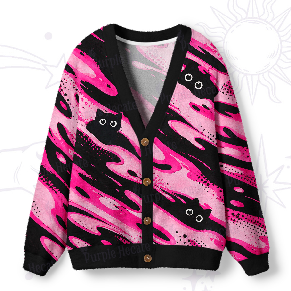 Purplehecate Lost in a Sea of Cats Ugly Cardigan Sweaters
