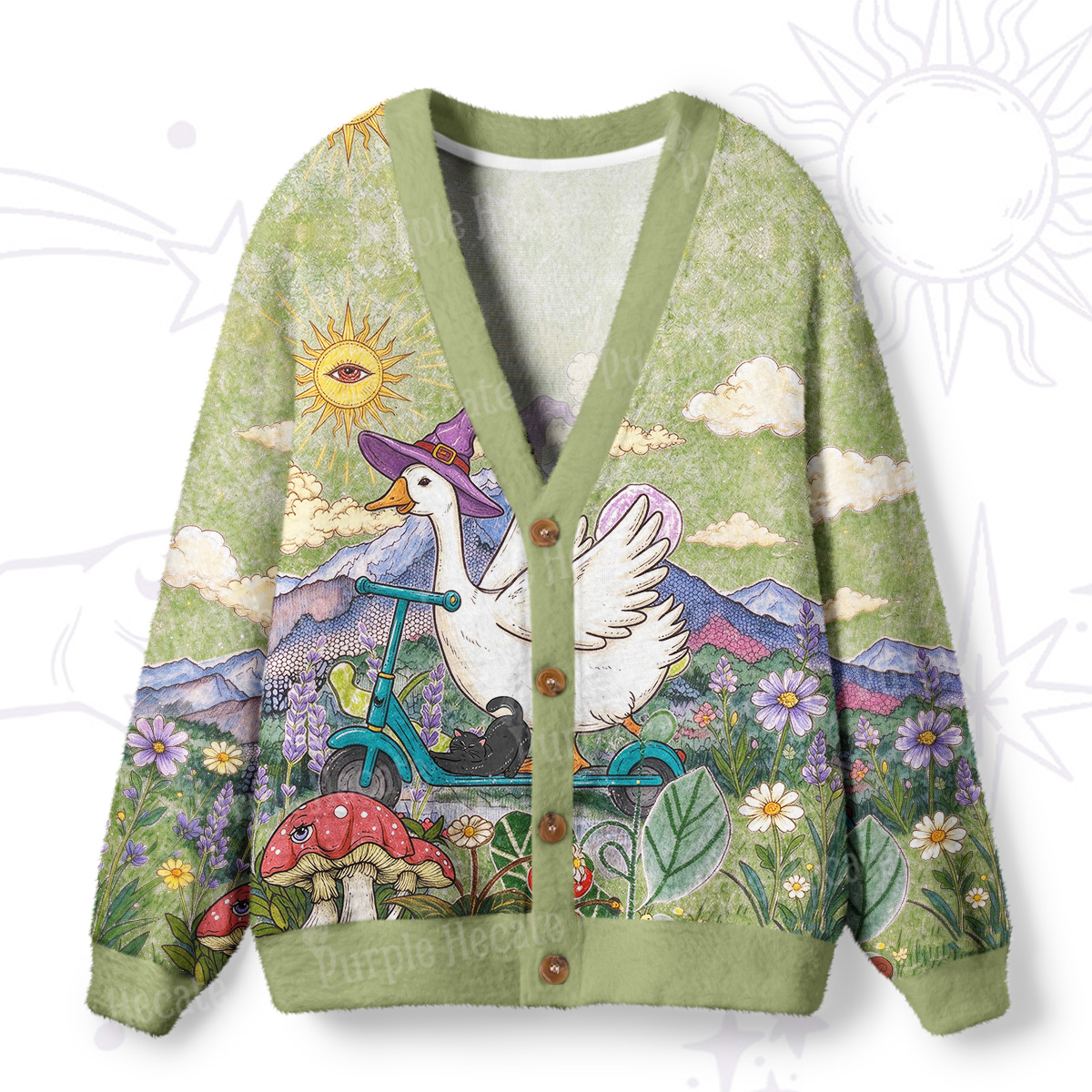 Purplehecate Off to Cause a Kerfuffle Goose Ugly Cardigan Sweaters