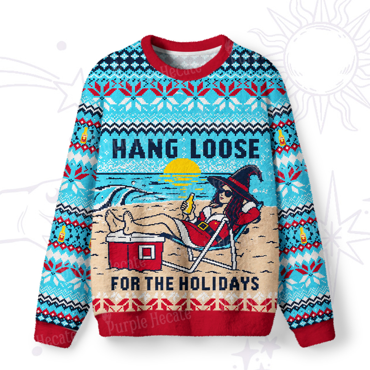 Purplehecate Hang Loose for the Holidays Witch Christmas Fuzzy Ugly Sweatshirt