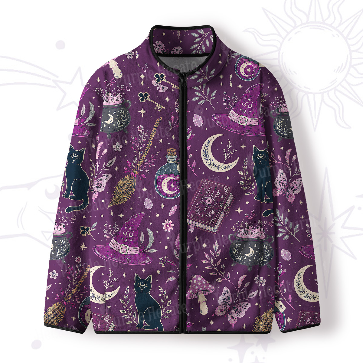 Purplehecate Witchcraft Spellbook Full Zip Fleece Jacket