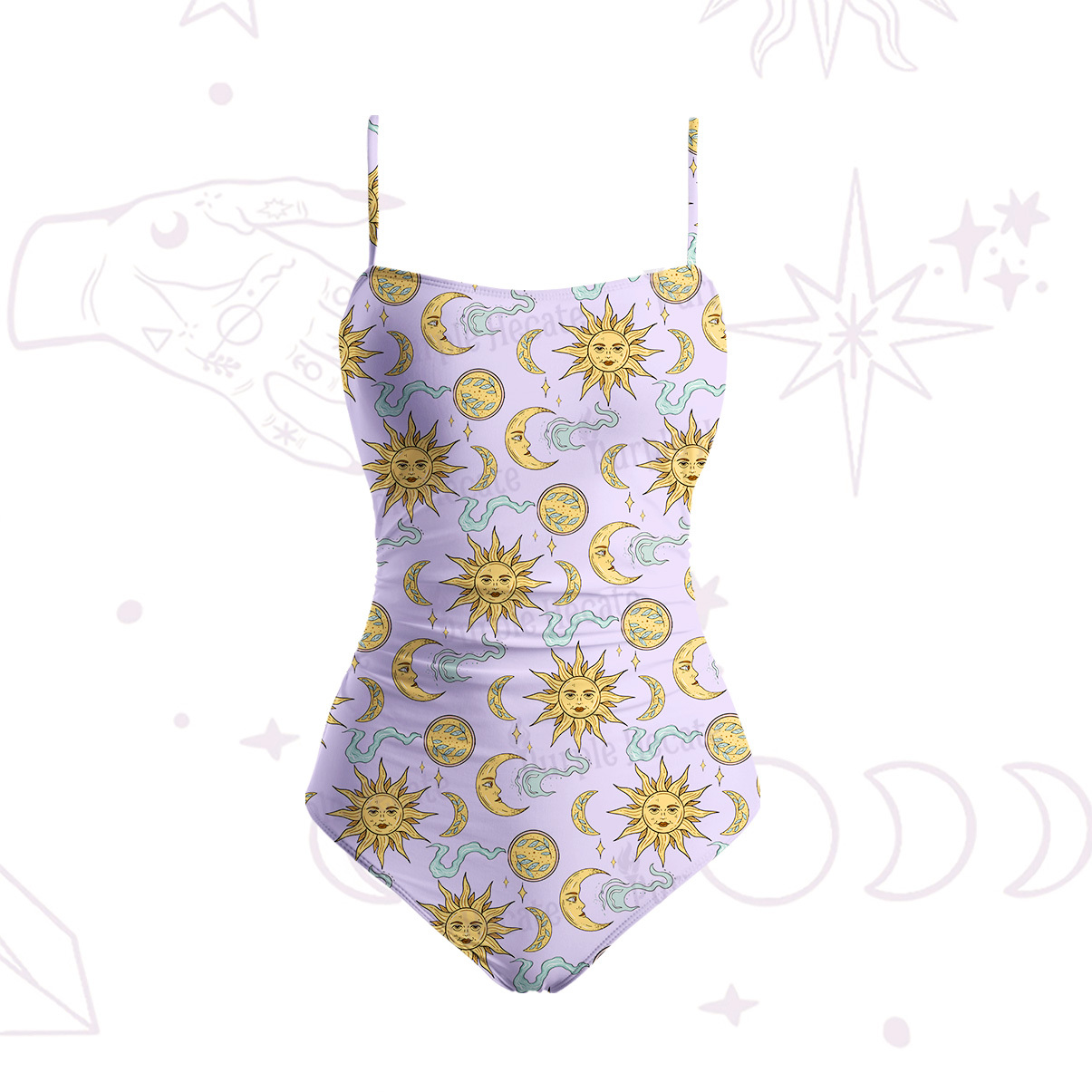Purplehecate Magic of Sun and Moon Slim-Strap Swimsuit