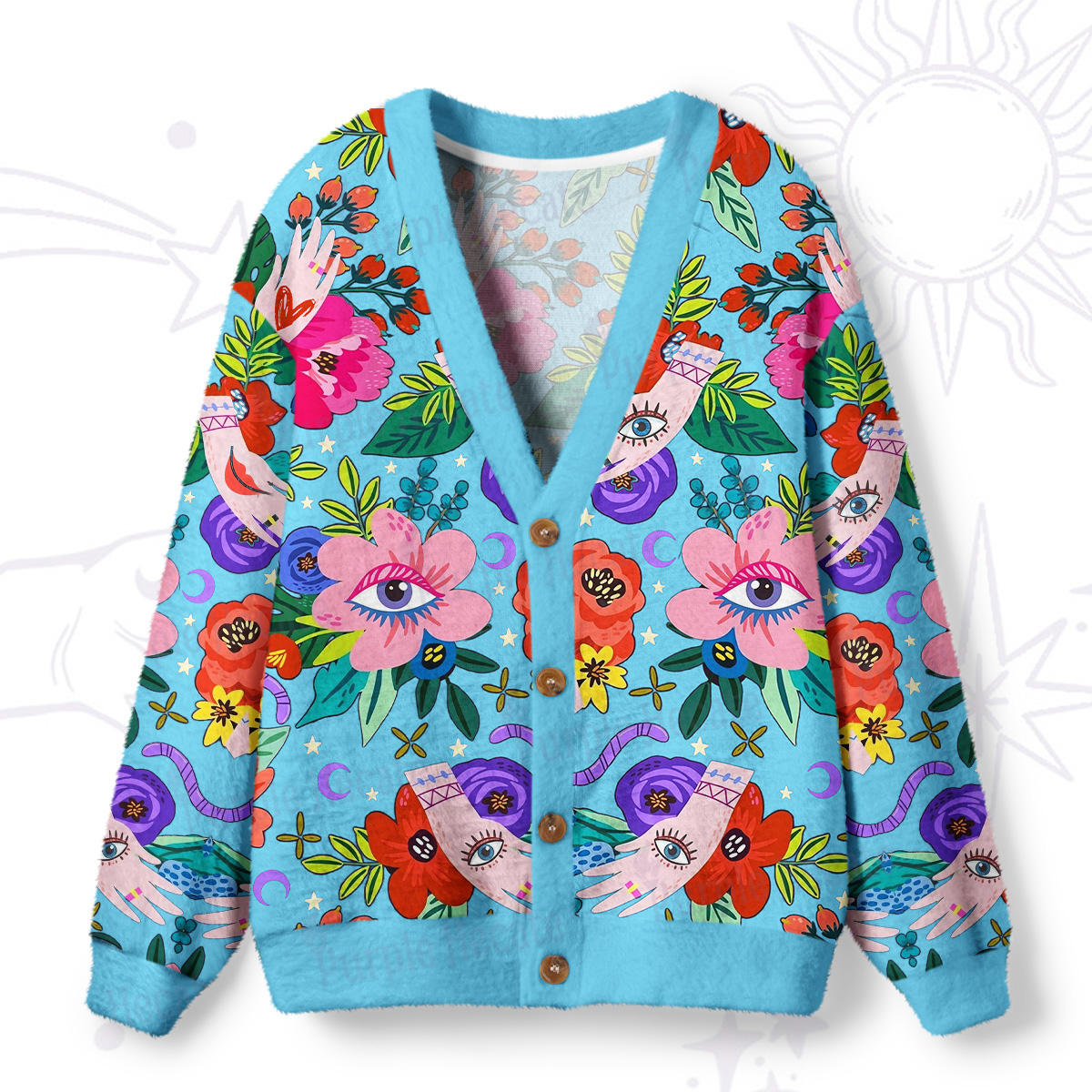 Purplehecate Eye of the Blossom Ugly Cardigan Sweaters